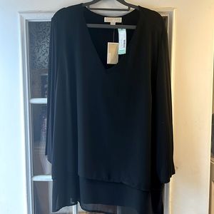 Michael Kors Sariyah V neck mix material Blouse. XXL